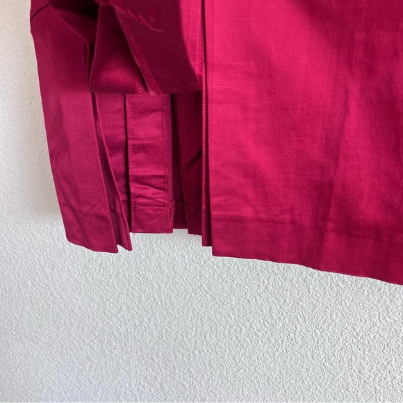 Bebe Y2K Women’s Sleek Red Satin Kick Hem Pleated Pencil Skirt - Picture 5 of 13